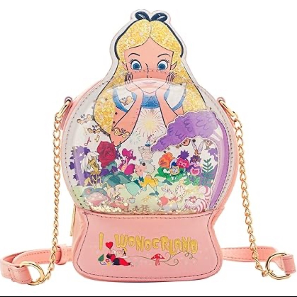 Alice & Wonderland Danielle Nicole Disney Crossbody Bag with Glitter Snowglobe